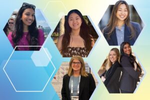 A collage of six photos of students and professionals featured in the Molecules to Minds neuroscience program