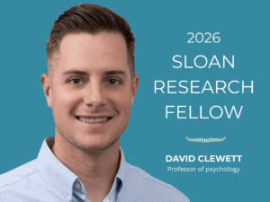 David Clewett, Psychology Professor, named 2026 Sloan Research Fellow